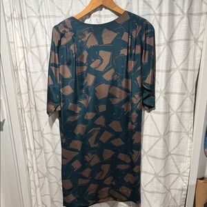Retro Vintage Teal and Brown Printed Dress